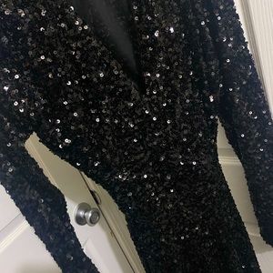 Long black embellished maxi dress
